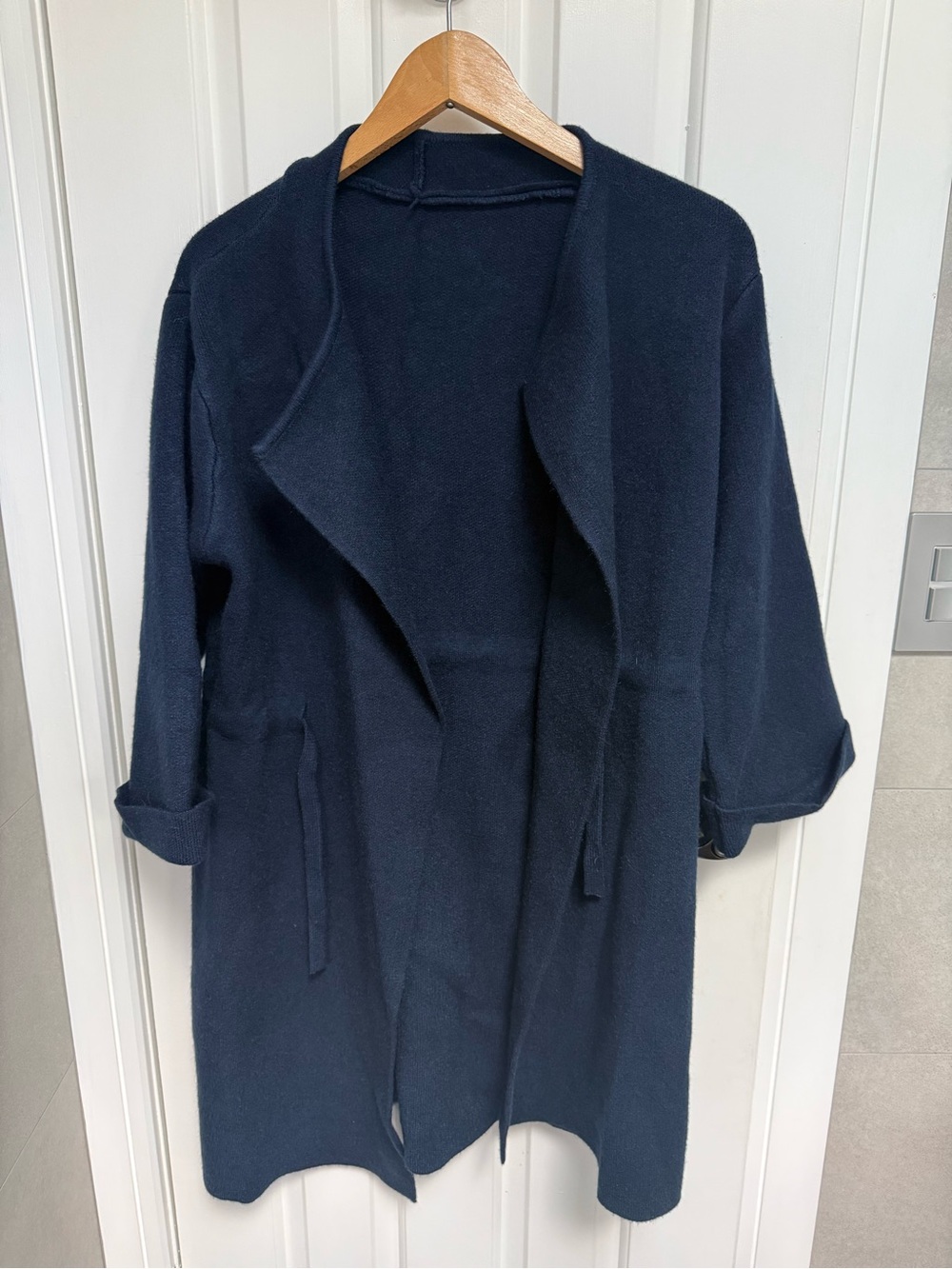 Classic Navy Open-Front Women's Sweater Coat